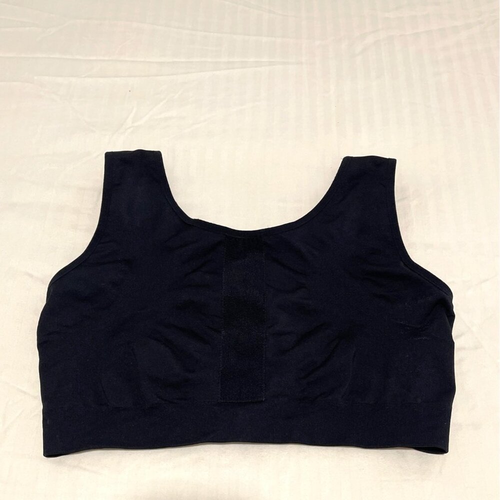 Surgical Breast Compression Bra Black Front-Zip Amoena Pockets Adjustable Straps - Picture 5 of 14